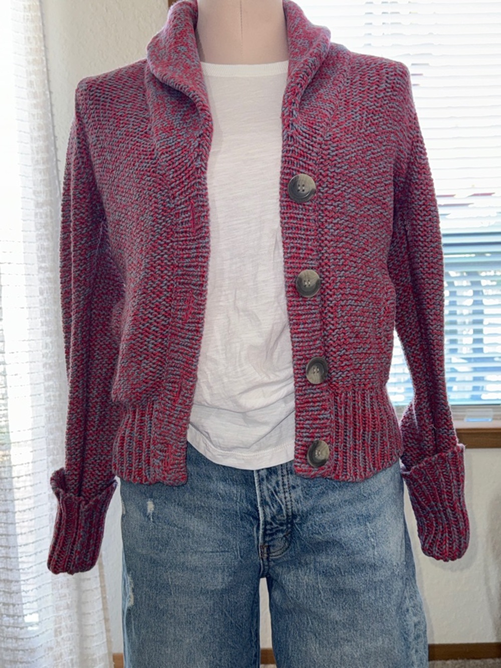 Women’s Marled Button-Front Cardigan Sweater